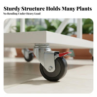 Adjustable Flower Stand 5 Tiered Plant Shelf Mobile with Wheels Sturdy Metal Construction Easy Assembly Suitable for Gardeners Balcony Living Room Sunroom