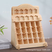 Wooden Refrigerator Magnet Storage Rack, Solid Wood Display Stand, Multi-Grid Organizer for Cards and More