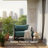Southeast Asian design aesthetic 3-Seater Rattan Couch Vintage Design Multi-Piece Sofa Group Small Space suitable for Living Room Seating Hand-Woven for Guesthouse Owners, Apartment Dwellers, Balcony, Covered Patio, Sunroom, Lounge Area
