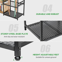 Multi-Purpose Garden Tool Stand with 3 Shelves for Shovels and Brooms