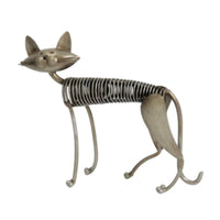 Figurine with Spring Body Bronze Cat Figurine Whimsical for Office, Entryway