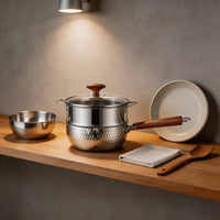 Stainless Steel Pot No Coating Japanese Style Frost Pot Easy to Clean Stainless Steel Saucepan for Beginners,   Person Meal