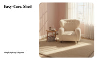 Sherpa Club Chair Soft Texture Upholstered Armchair Comfortable Creamy Design for Young Adults, Bedroom, Vanity Area