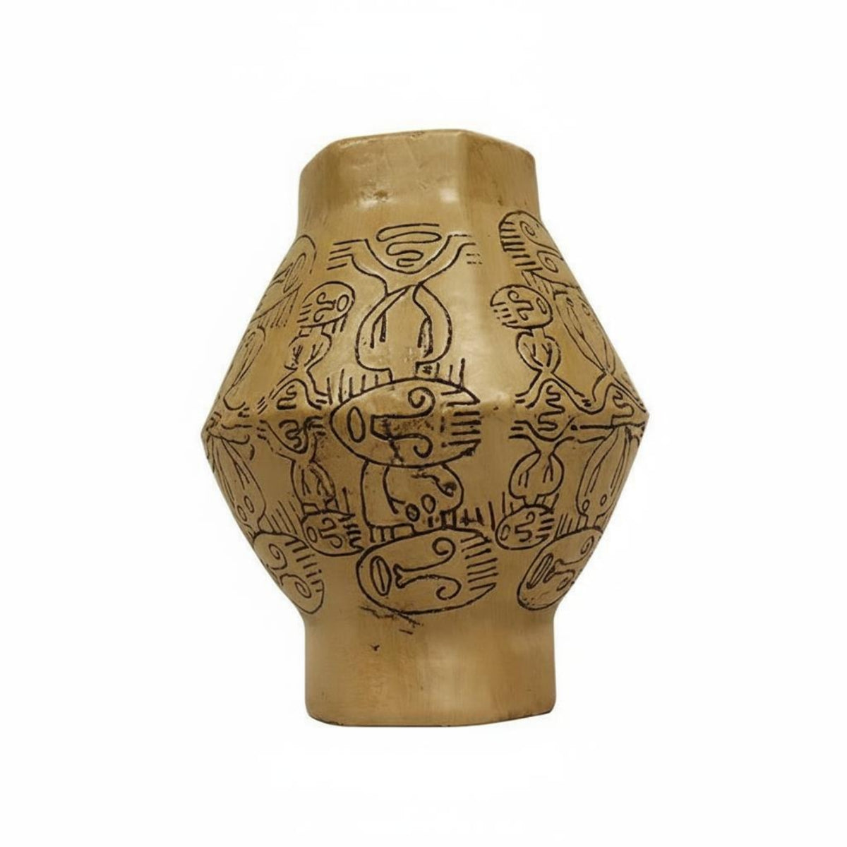 Hand Painted Tribal Vase Etched Texture Decorative Object Art Aesthetic