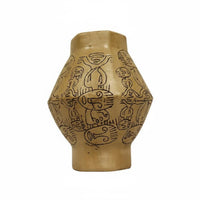 Hand Painted Tribal Vase Etched Texture Decorative Object Art Aesthetic