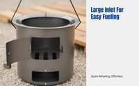 Outdoor Wood Burning Stove, Portable Cast Iron Charcoal Burner, Manual for Camping & Home