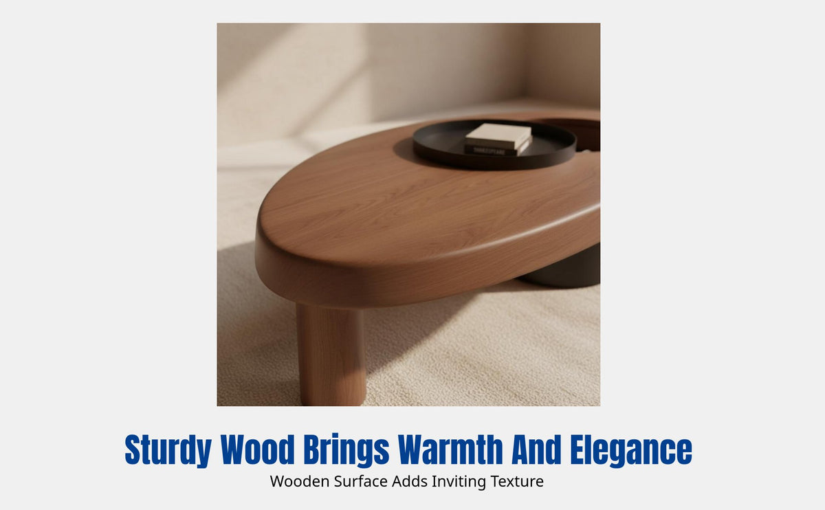 Minimalist Wabi-Sabi Coffee Table, Solid Wood, Storage, Artistic Design, Living Room
