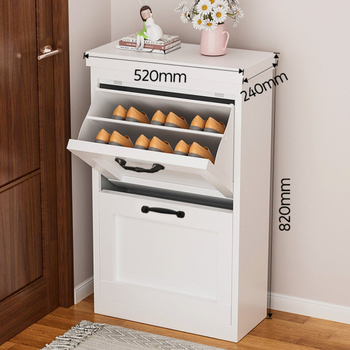 Modern Shoe Storage Unit Engineered Steel Shoe Rack Space-saving Tip-out Drawers Large Capacity Cabinet Suitable for Apartment Dwellers Homeowners Entryway Small Areas