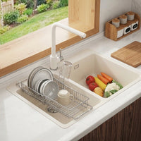 Extendable Sink Rack, 304 Stainless Steel Dish Rack Over the Sink Rack, Space Saving Over Sink Organizer for Apartment Kitchen and Dorm Room