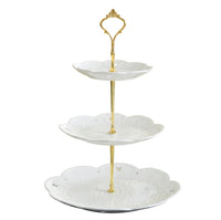 Tiered Ceramic Fruit Stand, Silver Crown