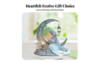 2D Reading Girl decor Ornament Presentable Ramadan Acrylic Moon decoration for Desktop, Cabinet Party Festival