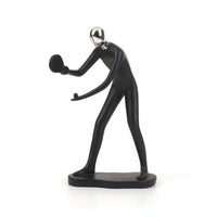 Resin Figurine with Chrome Head Stylish Art Statue Elegant for Shelf, Homeowners