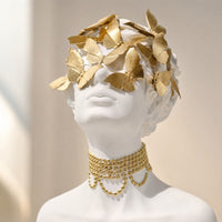 Bust with Butterfly Headpiece Resin Female Bust Sculpture Contemporary Statue with Butterflies for Interior Designers, Office, Bookshelf