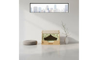 Solid Wood Frame Sisal Cat Scratcher House All-Season Use Cat Condo with Scratching Post Long-Lasting Sisal Scratching Tunnel 2-in-1 Design for Indoor