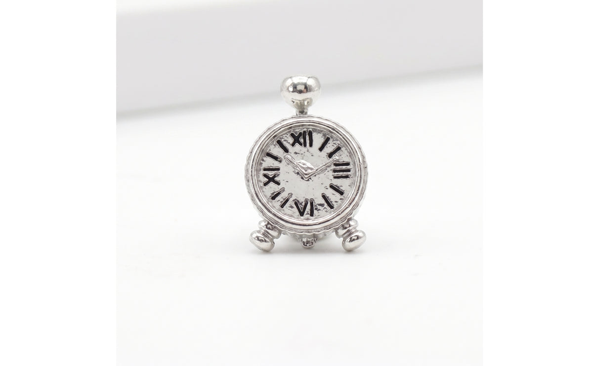 5 Pieces Dollhouse Clock Miniature Mini Clock with Roman Numerals Silver-Tone Ornament for Hobbyists, Collectors
