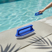 Pool Brush with Handle Pool Brush Head Pool Walls Pool Steps Manual Cleaning Scrubber Non-slip Handle Wide Bristle Edge Built-in Grip Suitable for Pool Owners Home Pool Care