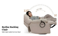 Electric Rocking Recliner Multi-Functional Massaging Rotating Reclining Chair Lie-Flat Design Overstuffed Cushions for Seniors