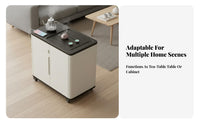 Mobile Tea Trolley with Water Heating System and Rolling Serving Cart Built-in Storage Cabinet Drainage Tray Suitable for Hosts Living Room Balcony