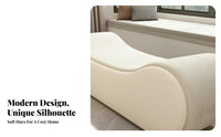High-Density Foam Modern Long Sofa Stool Solid Wood Frame Curved End-of-Bed Bench Wear-Resistant S-Shaped Chaise Bench Easy to Clean for Homeowners, Adults, Couples, Bedroom, Walk-in Closet, Living Room, Bay Window