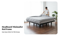 Headboardless Floating foundation Bed Minimalist Aesthetic Bedroom Furniture Japanese aesthetic Noisesilent for partners, Adults, Homeowners, Apartment, Guest Room