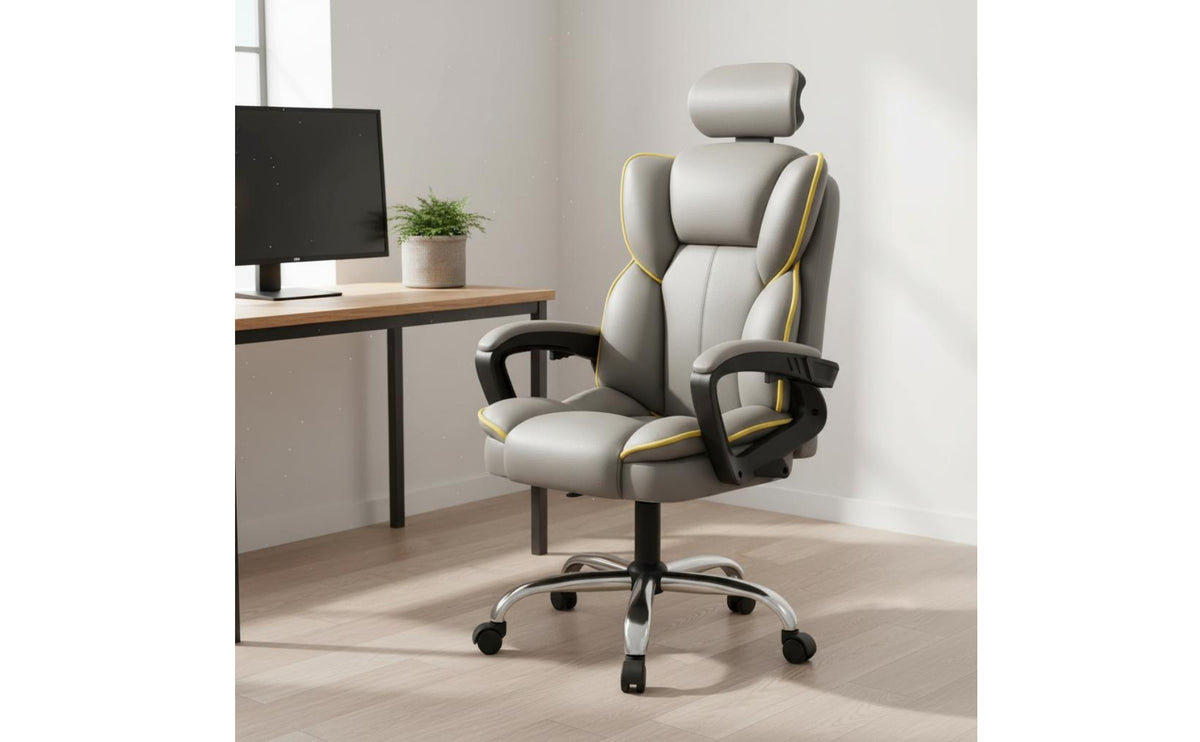 Ergonomic Recliner Chair Comfortable Long Sitting Office Gaming Chair Swivel Recliner Seat Breathable PU Leather for Dorm Room