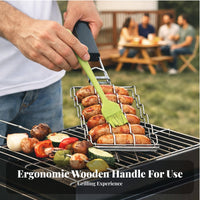 Detachable Design Hot Dog Grill Rack Foldable Handle Hot Dog Grilling Basket Portable for Campers, Camping, Tailgating, Backyard Parties