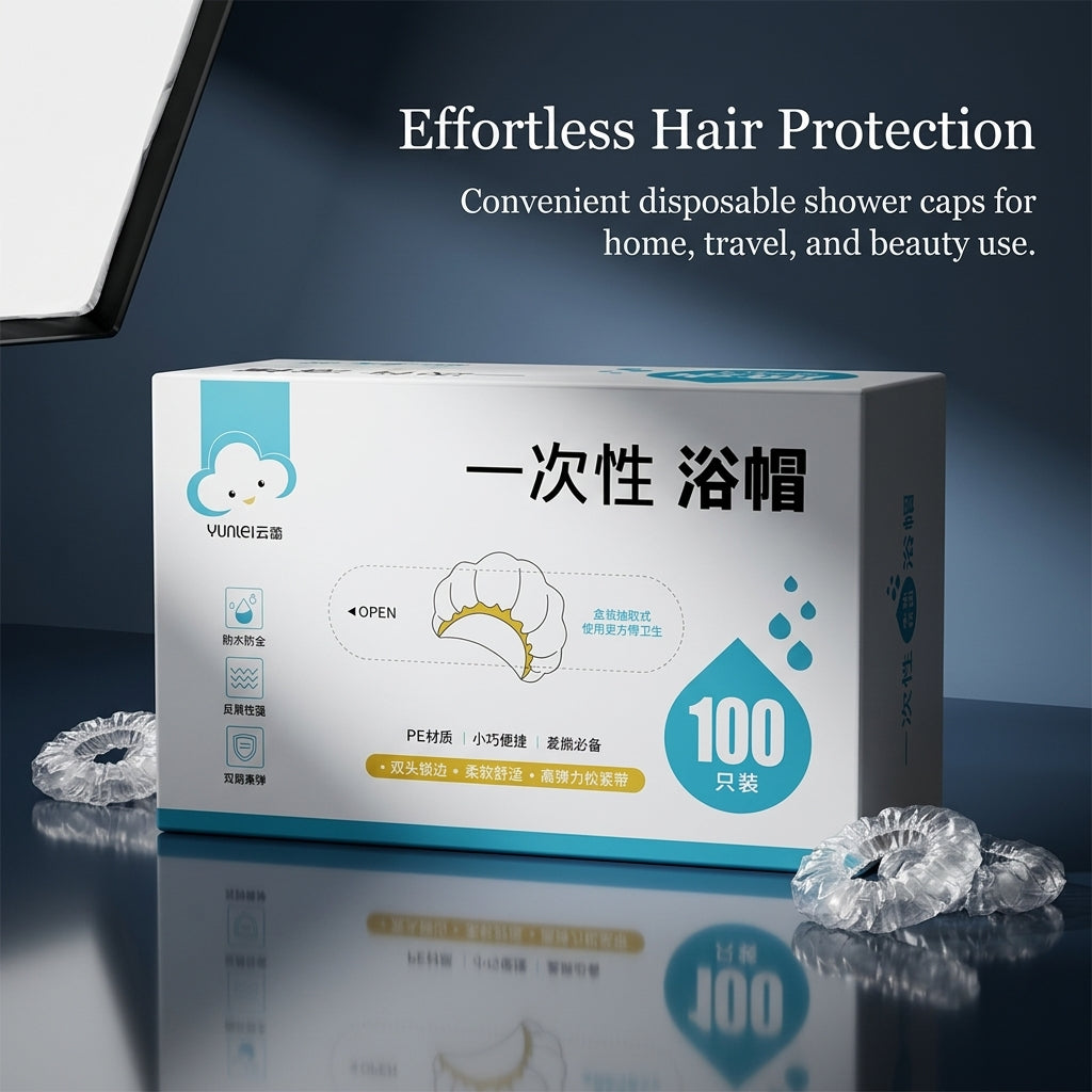 100 Waterproof, Elastic Bath Cap for Women Adults Cover for Hotel Salon Use, Boxed Treatment