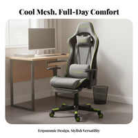 Highspine Gaming Chair with Footrest Breathable Spinerest Highspine Gaming Recliner Ergonomic Desk Seat for Students, Internet Cafe, Studying