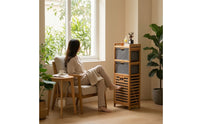 Tilt Out Laundry Hamper Narrow Storage Cabinet Compact Freestanding Shelf with Drawers for Bedroom