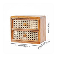 Rattan Drawer Cabinet Easy to Organize Desktop Storage Box Solid Wood for Office