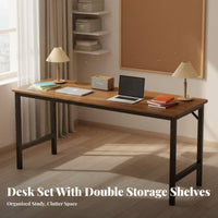 2 Person Desk Spacious Desktop Double Workstation Sturdy and Stable Double Workstation Desk for Roommates, Remote Workers
