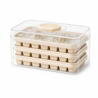 Ice Cube Tray with Lid and Bin Rectangular Container Manual for Freezer