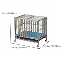 Heavy Duty Dog Cage with Rolling Dog Crate Stainless Steel Kennel Large Pet Enclosure Secure Metal Frame Thickened Construction Suitable for Active Dogs Indoor Outdoor Use Home Travel