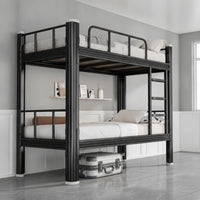 Steel Bunk Bed Heavy-Duty Bunk Bed with Guardrails Space-Saving Furniture for Students, Roommates, Dormitory Housing, Shared Apartment