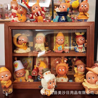 Walnut Wood Dustproof Display Case for Blind Boxes and Figures with Flip Lid