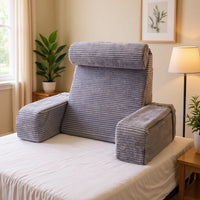 Striped Reading Pillow with Corduroy Cover, Multi-functional Backrest for Sofa and Bed