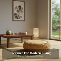 Woven Meditation Seat Thick Padded Round Straw Seat Rattan Meditation Seat Natural Material Japanese Design Floor Stool