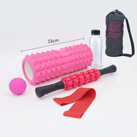 Fascia Roller Set Violet 33cm Hollow, EVA Foam, Fascia Ball 6.3cm, Massage Ball & Massage Stick 38cm, for Muscle Relaxation & Fitness