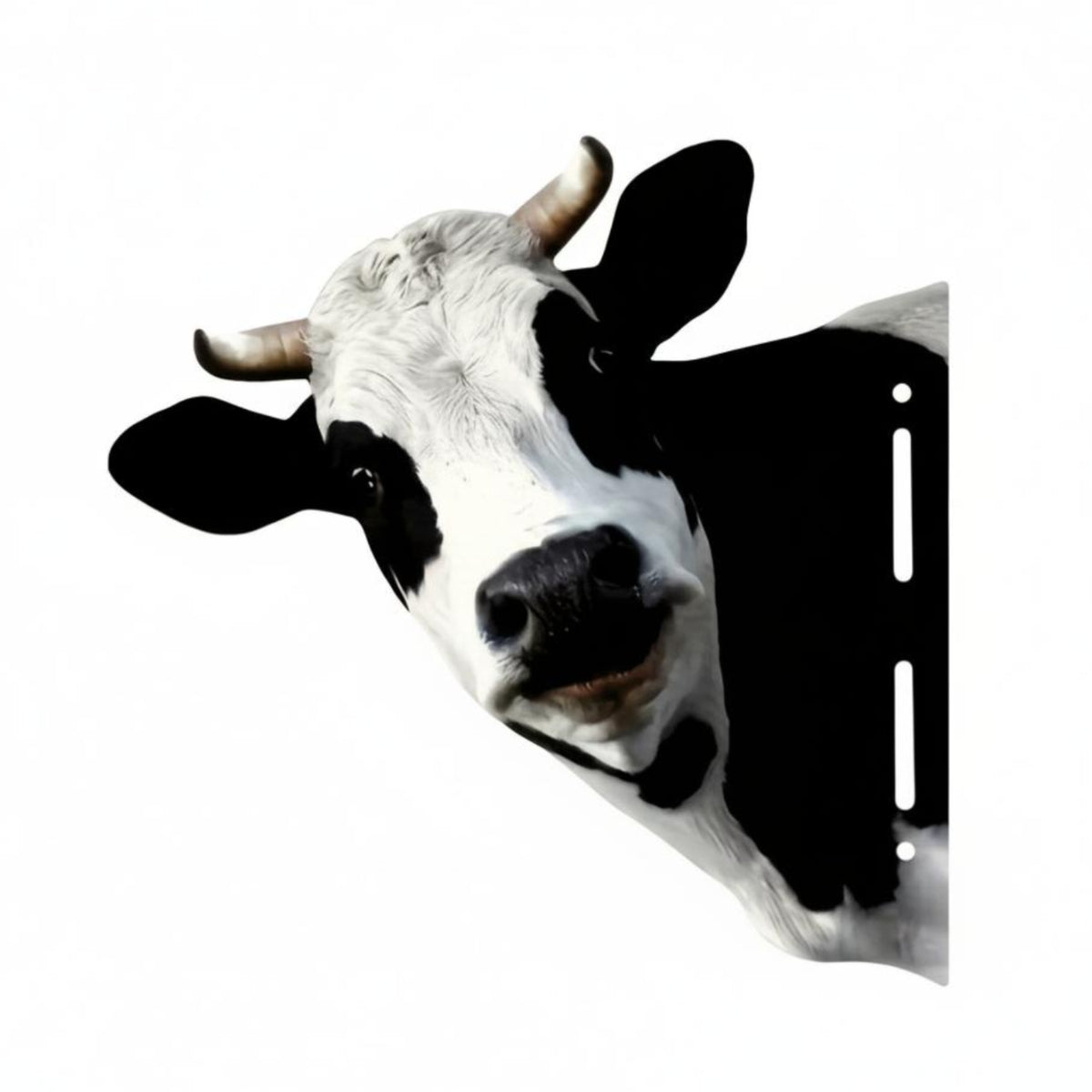 Peeking Cow Sign Mounting Slots Cow Fence Hanger Iron for Yard, Garden
