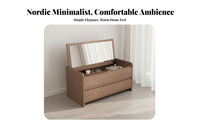 Hinged-Lid Vanity Desk Space-Saving Design Dressing Table Built-in Storage Multi-Functional for Teenagers