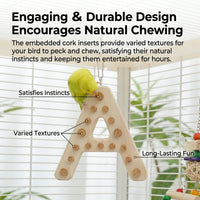 Parrot Toys and Bird Perch Set, Wooden Blocks Foraging Toys for Birds, Parrot Cage Accessories for African Grey, Parakeet, Cockatiel.