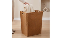 Storage Basket Rectangular Rattan Laundry Basket Rustic Container for Shelf, Laundry Room