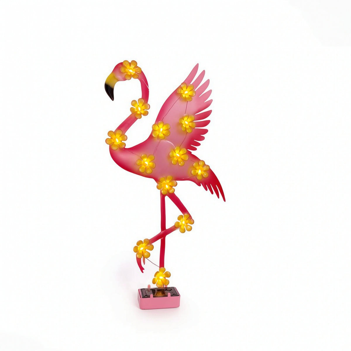 Solar Flamingo Light Outdoor Solar-Powered Wall Light Lamp Metal for Patio