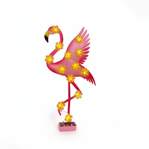Solar Flamingo Light Outdoor Solar-Powered Wall Light Lamp Metal for Patio