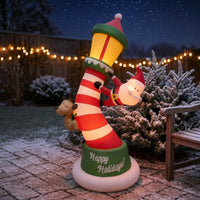 Christmas Inflatable with Santa Outdoor Christmas Inflatable Decoration Festive Inflatable Yard Decoration for Lawn, Garden
