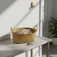 Woven Storage Basket Handwoven Storage Basket with Handle Lightweight