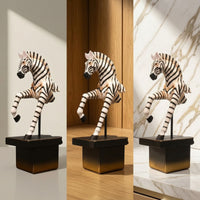 Equine Figurine with Pedestal Rearing Equine Figurine Black