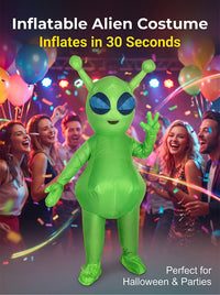 Inflatable Alien Costume for Halloween Party, Waterproof, Wear-Resistant, Quick Inflate, Storable