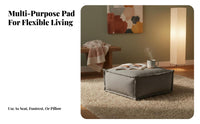 Square Pouf Wabi-Sabi Design Plush Footstool Cube Thick Padding for Meditators