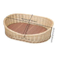 Rattan Pet Bed, Cooling Cat Cave, Removable Pad, Cleanable